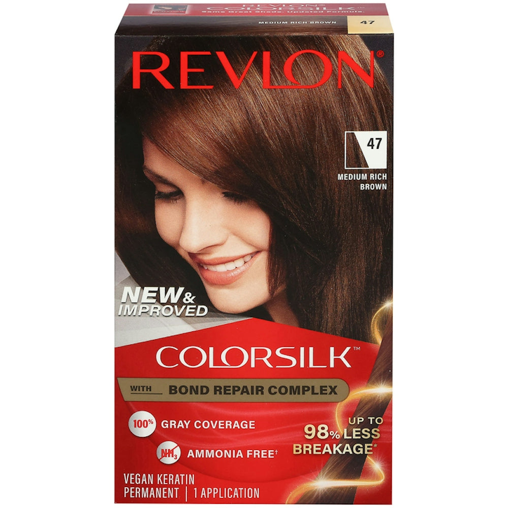 Revlon 47 Medium Rich Brown Vegan Keratin Permanent Hair Color