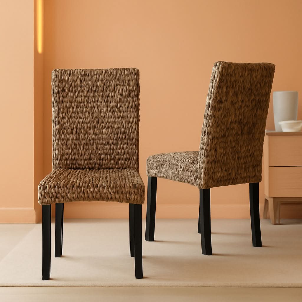 Edgewater Handwoven Rattan Dining Chairs Set Of 2 Seagrass