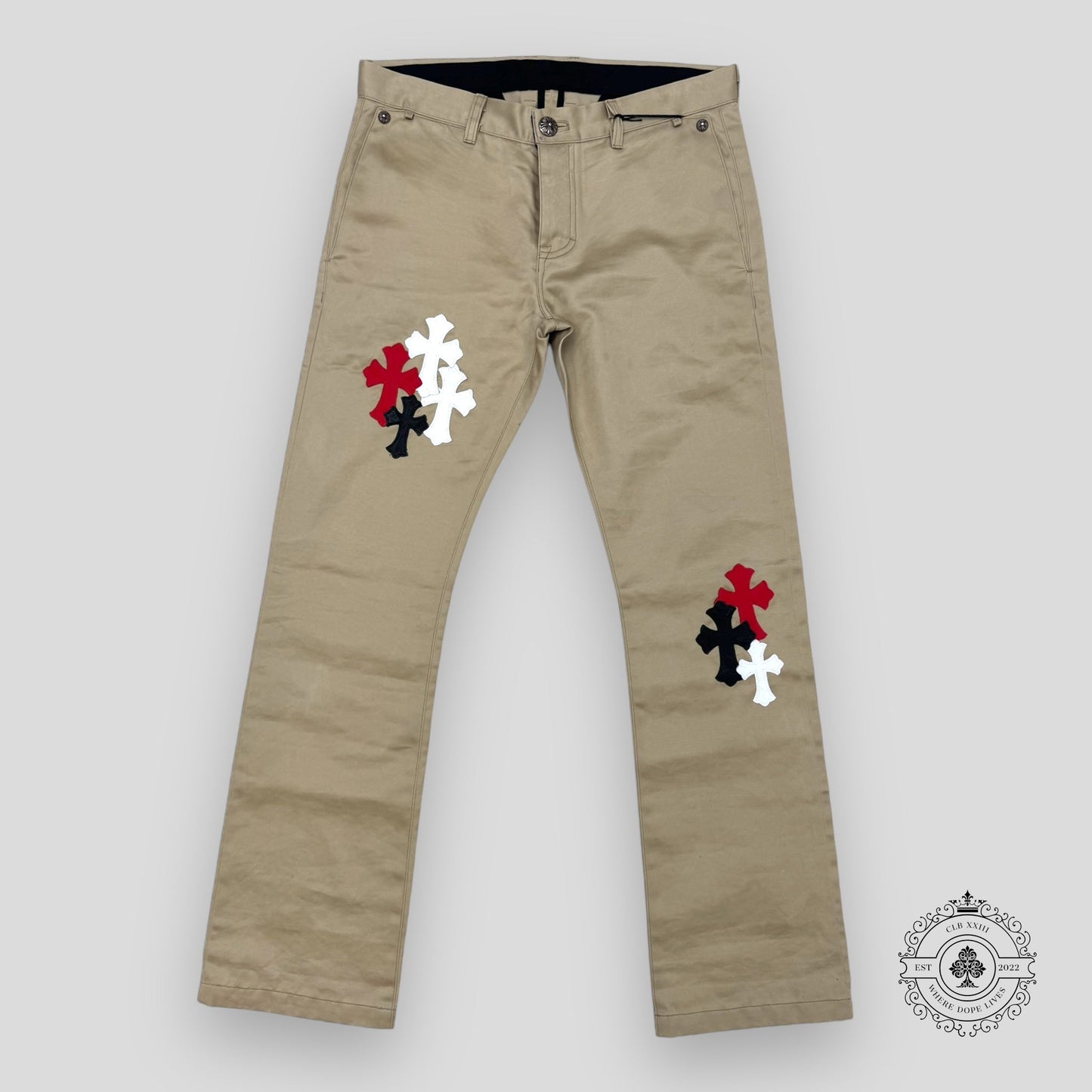 Chrome Hearts Cross Patch Chino Pants in Tan