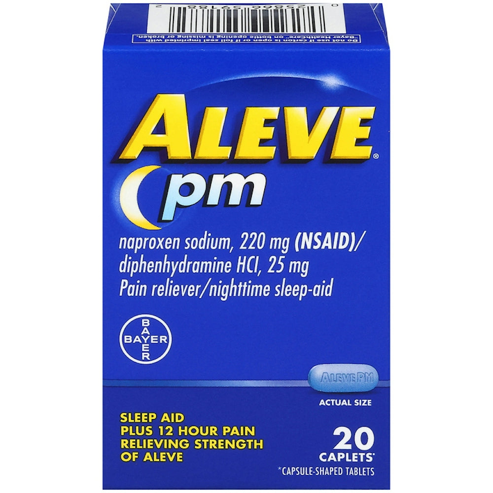 Aleve PM Nighttime Pain Reliever & Sleep Aid, 220mg Naproxen Sodium, 20 Count Caplets