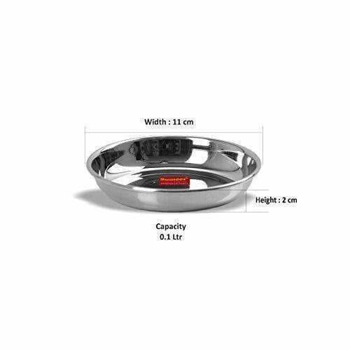 Stainless Steel Heavy Gauge Small Halwa Plates with Mirror finish -  Set of 6pc