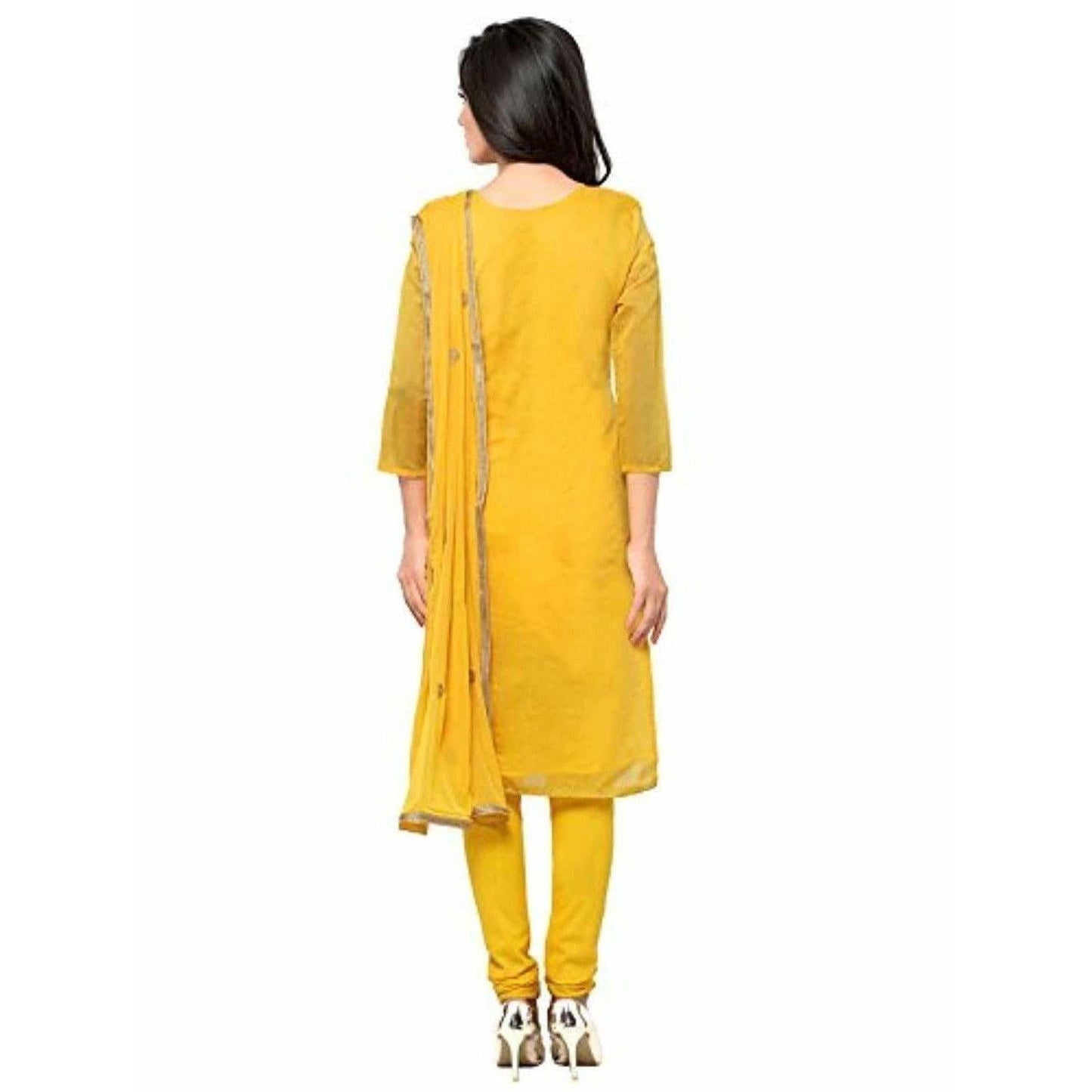 Yellow Chanderi Cotton Dress Material