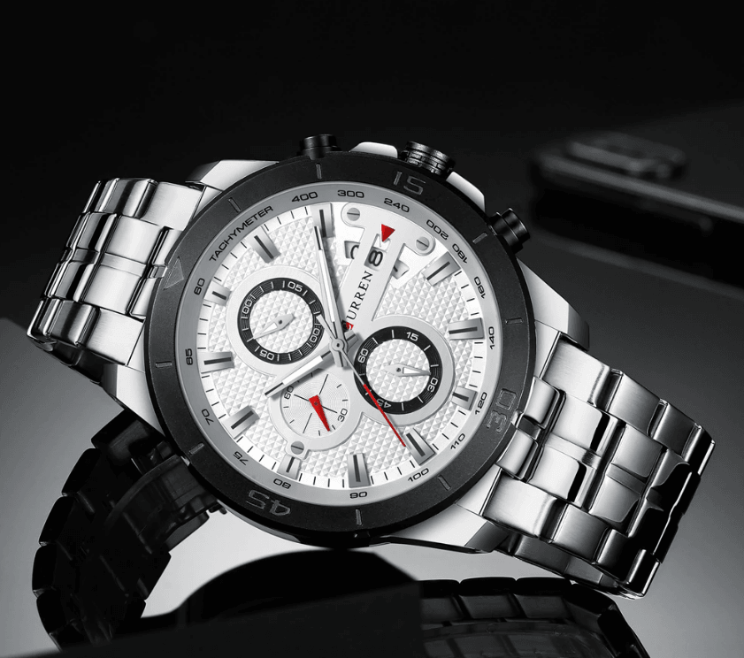 Men's Waterproof  Watch With Chronometers Day View And Fluorescent Hands Unique  Luxury Design  Perfect Gift