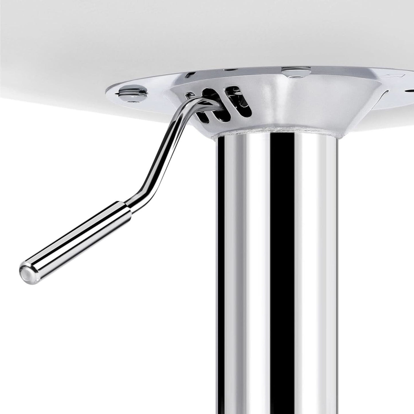 Bar Stools Set Of 2 White PU Leather Adjustable Swivel