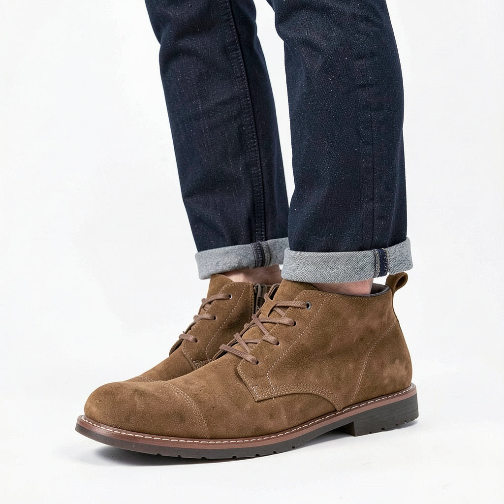 find. by Amazon Mens Leather Lace Up Oiled Suede Boot, Size 10/Brown
