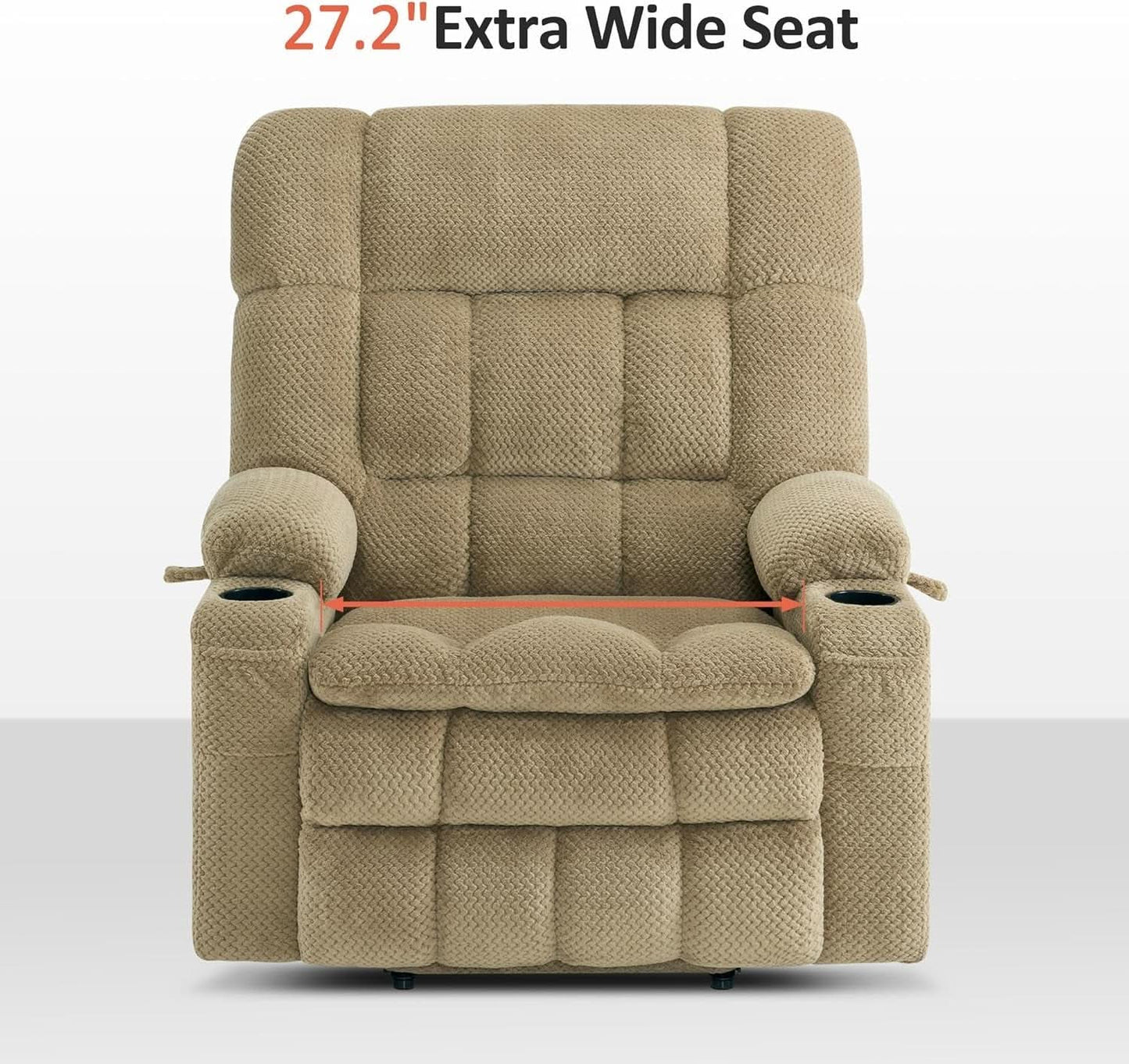 Large Dual Motor Power Lift Recliner Chair Massage Beige