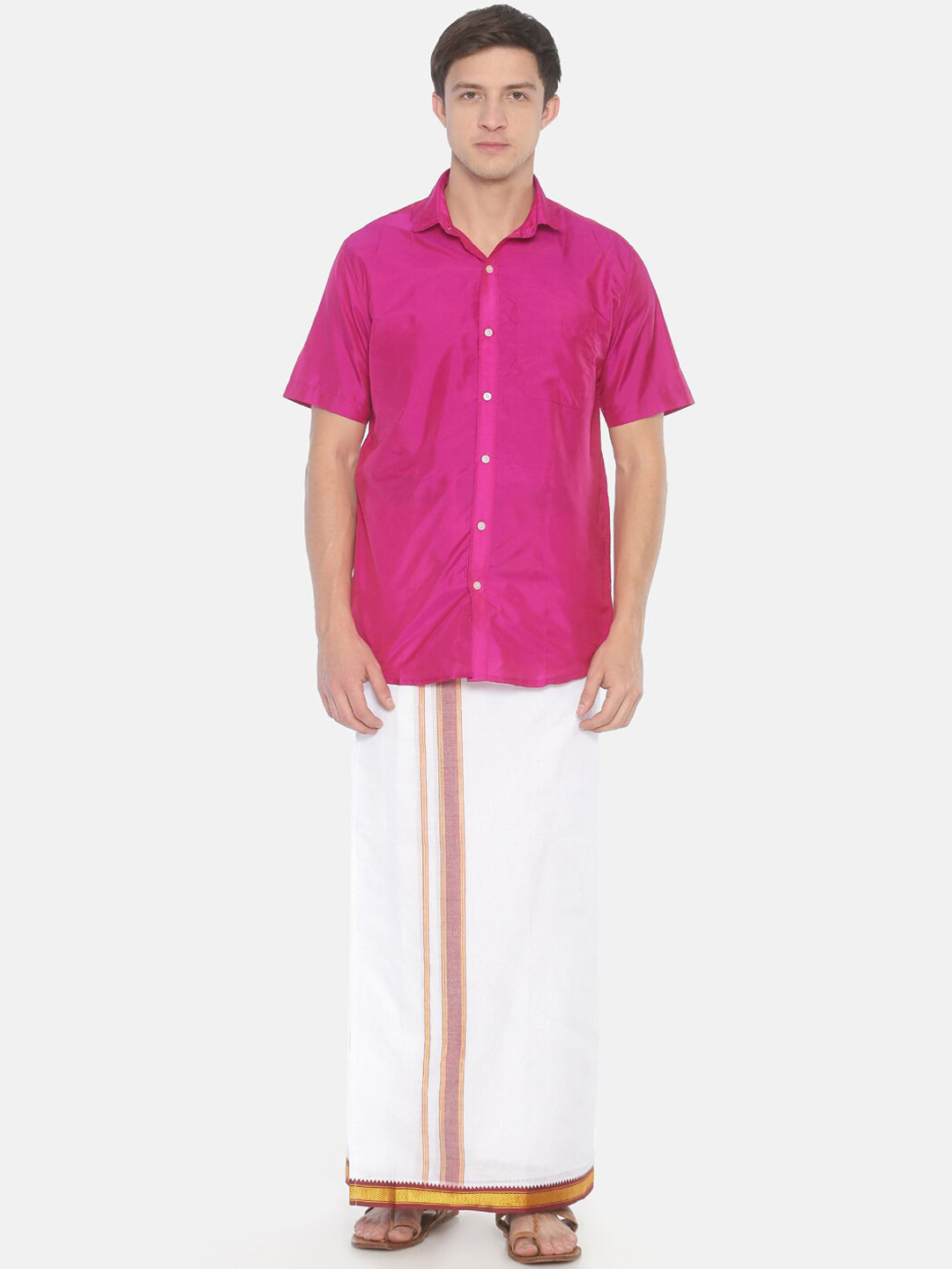 Sethukrishna Pack Of 2 White Solid Cotton Readymade Dhoti For Men