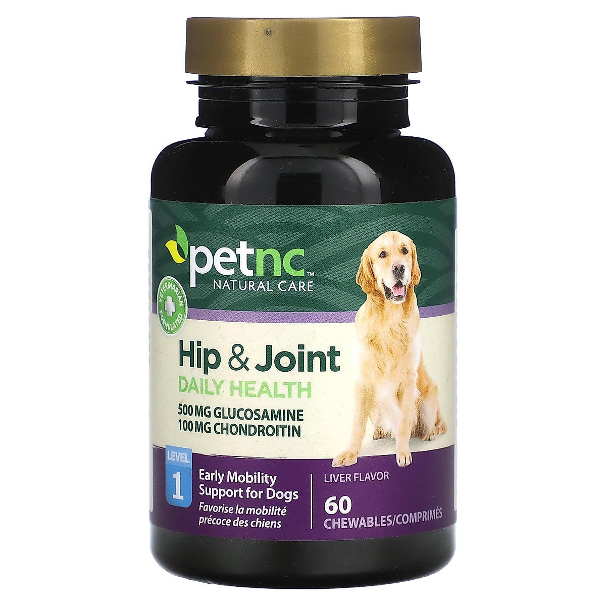 PetNC Natural Care Hip & Joint Level 1 Daily Health – 60 Liver Flavor Chewables for Dogs