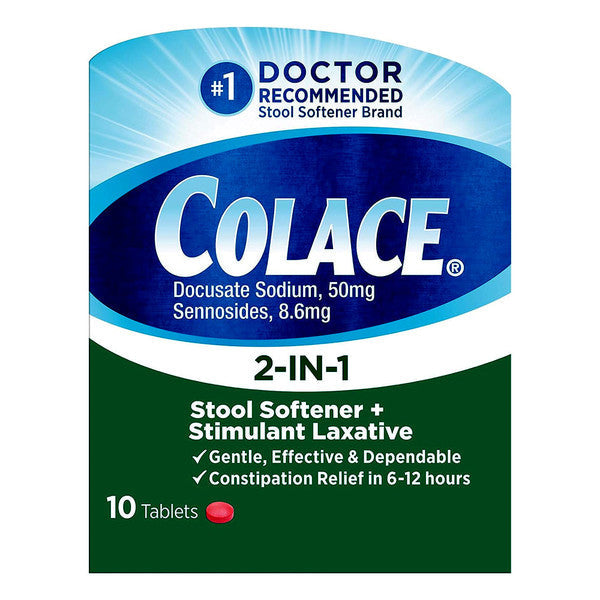 Colace 2-In-1 Tablets Stool Softener & Stimulant Laxative - 10 Count