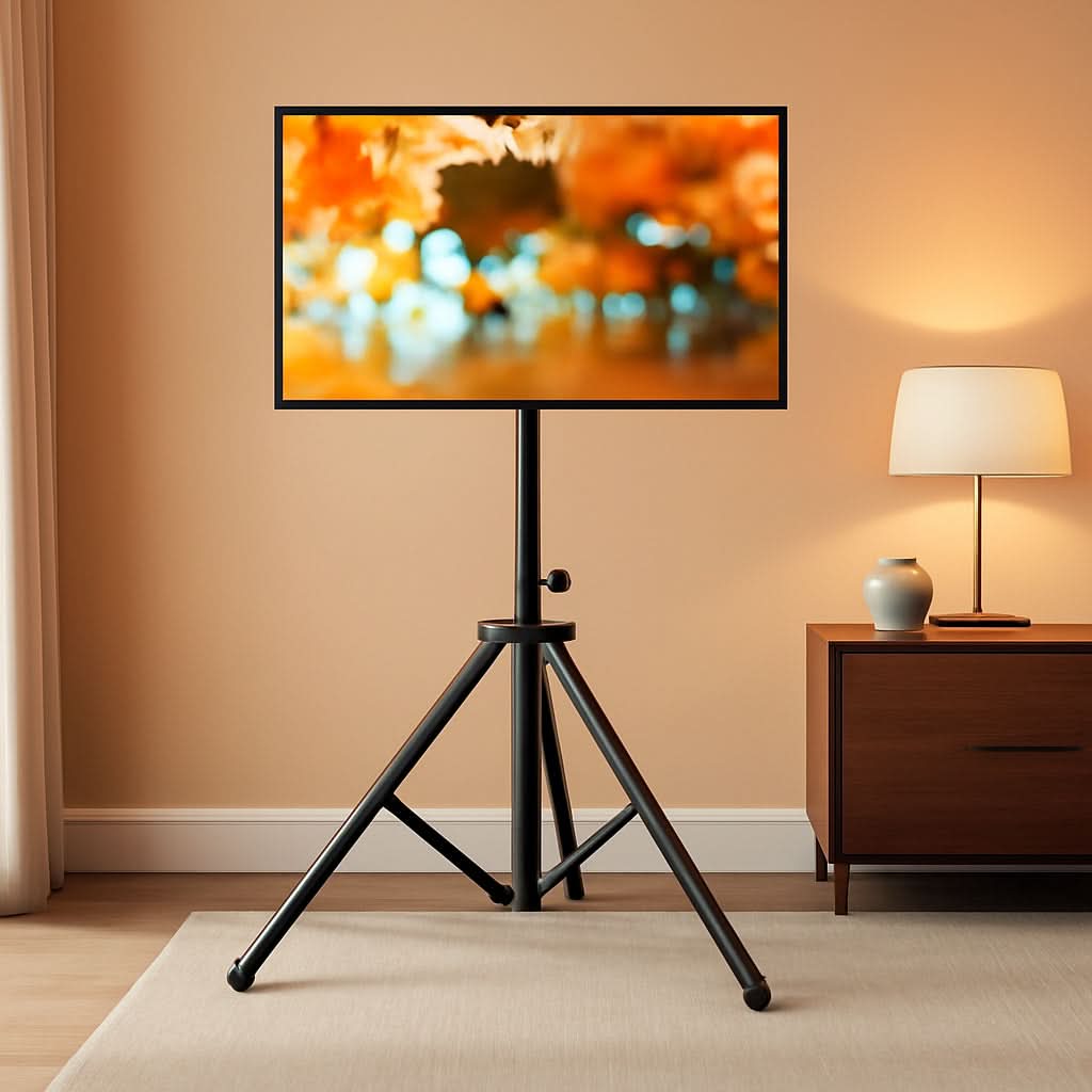 Tripod TV Stand For 23-75 Inch TVs Tilt 15 Degrees