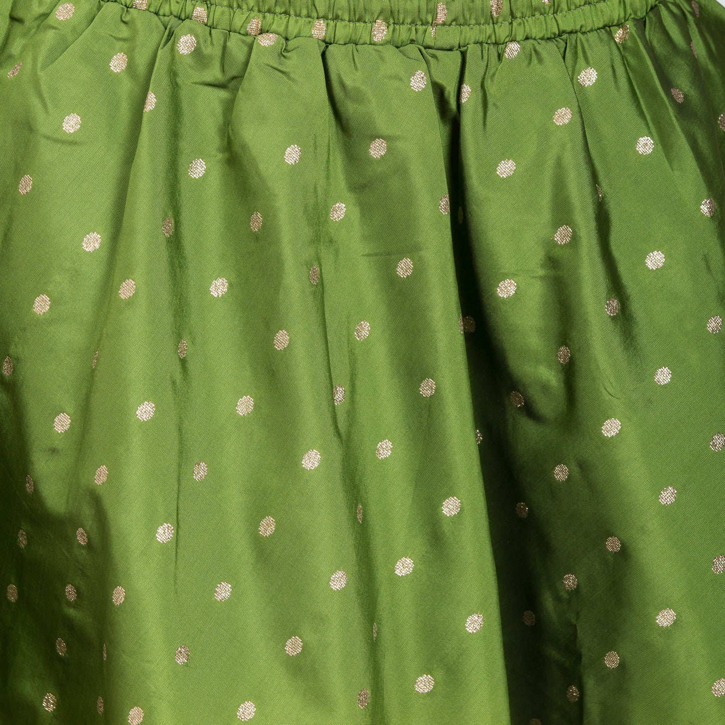 PAVONINE Green Color Golden Zari Work Satan Fabric Maxi Skirt For Women