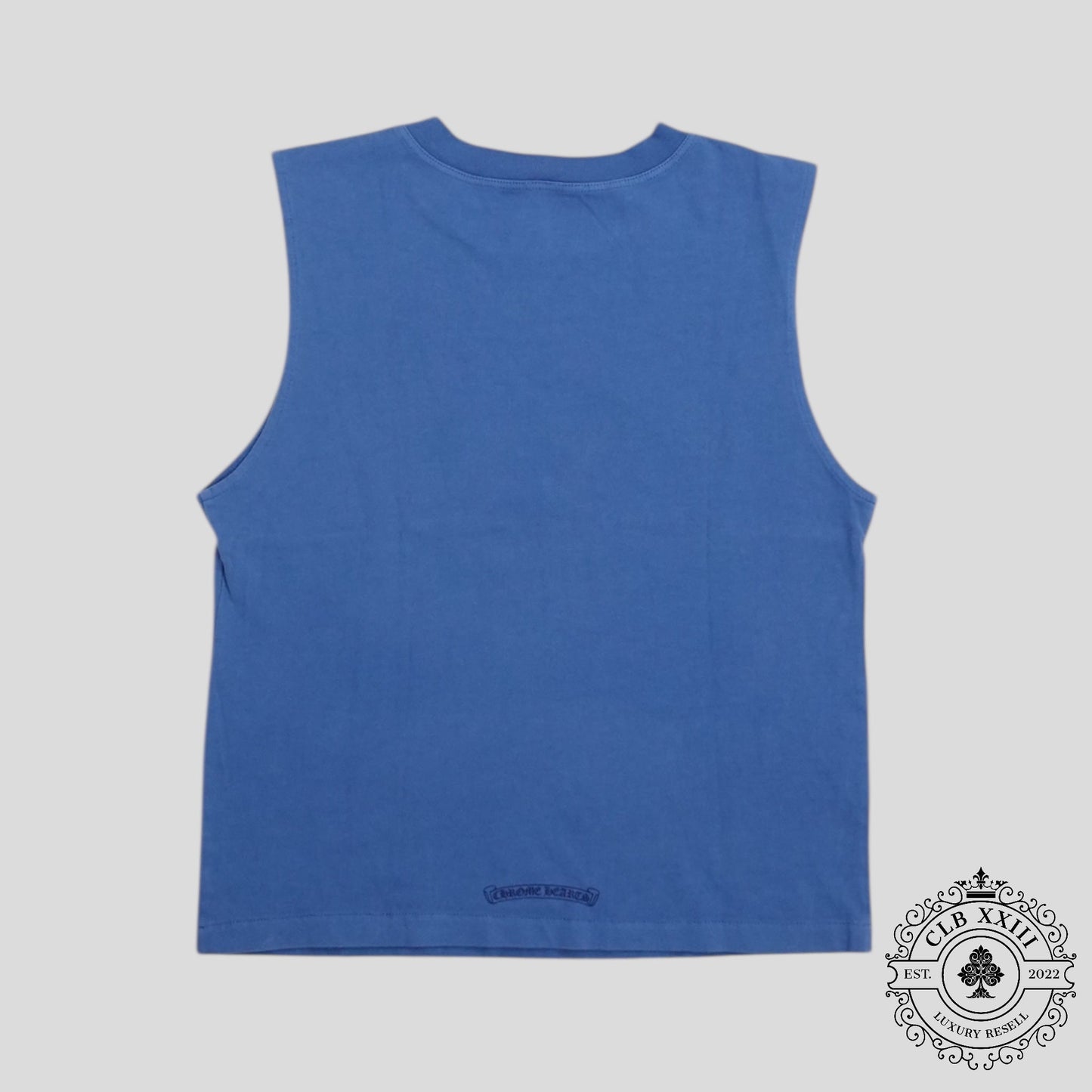 Chrome Hearts Women's Triple Cross Flocked Sleeveless Shirt in Blue