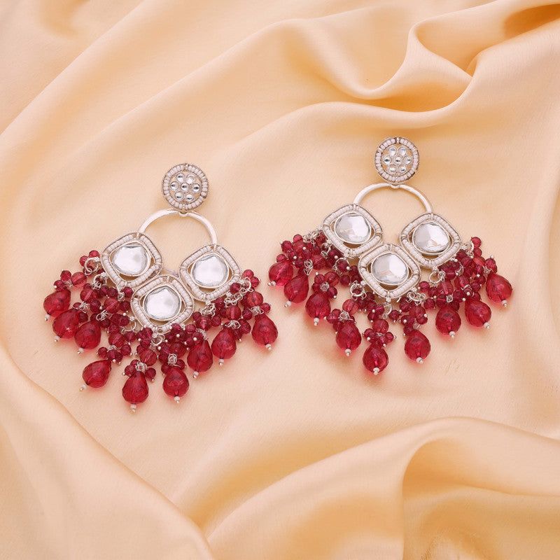 Tehzeeb Creations Gold Polish Rani Pink Colour Earrings