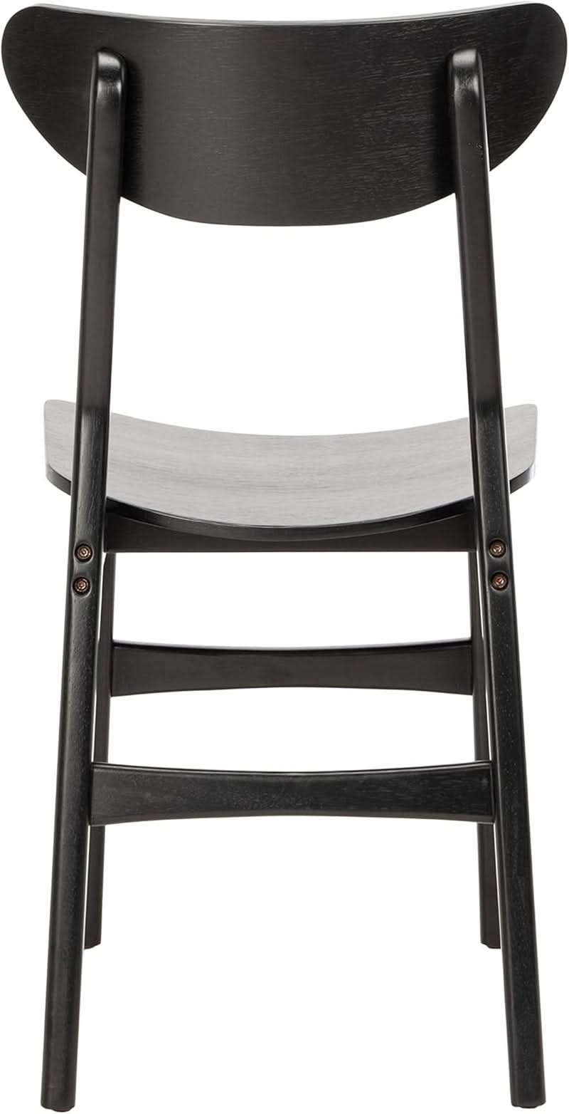 Retro Black Wood Dining Chair Set Of 2 For Home Dining