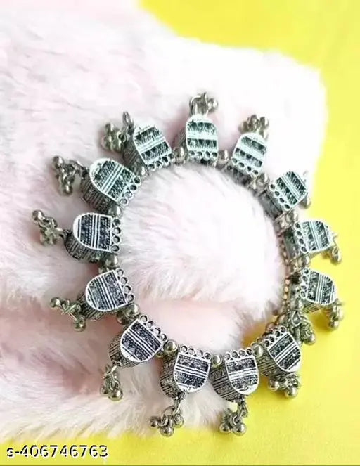 Tehzeeb Creations Women's Silver Colour Oxidised Bangles