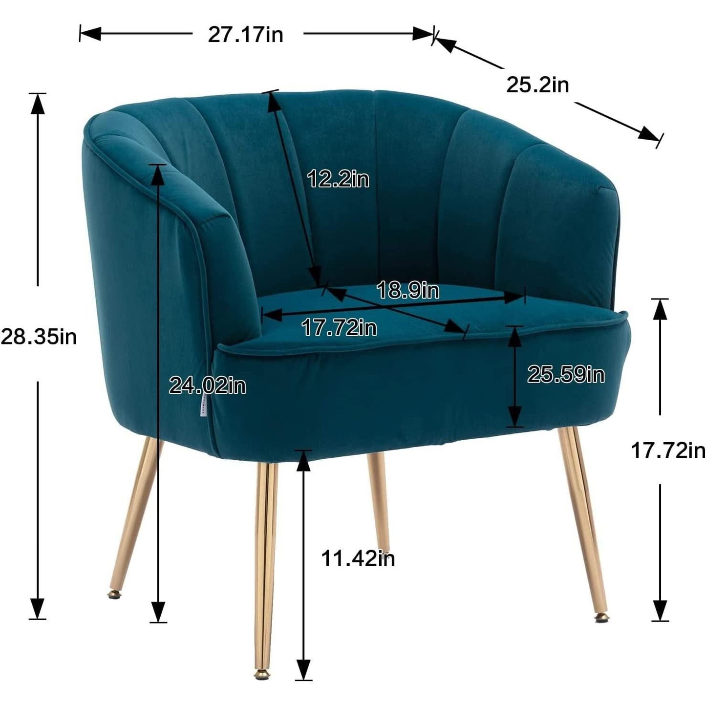 Teal Velvet Accent Chair With Golden Legs Ultra Plush