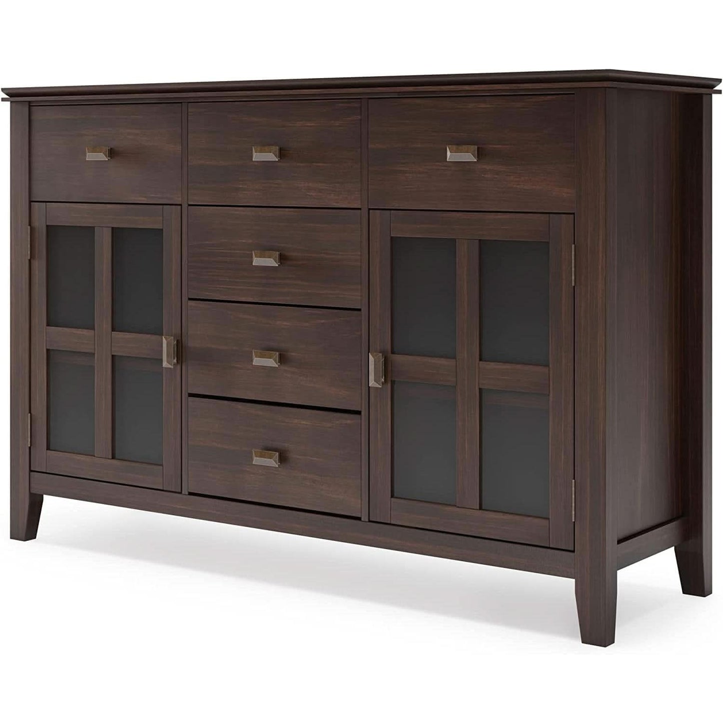 Chestnut Brown Contemporary Sideboard With Glass Doors