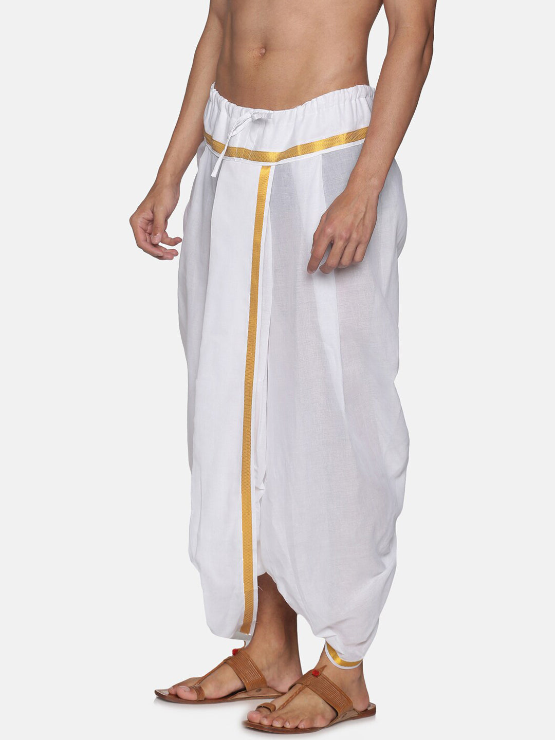 Sethukrishna Men Pack Of 2 White Solid Cotton Readymade Dhoti Pants