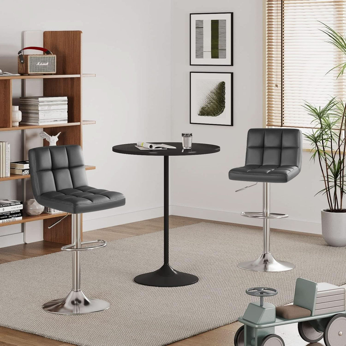 Bar Stools Gray Adjustable Swivel Counter Height 2 Pack