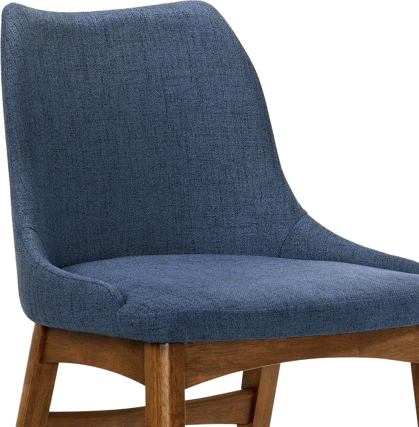 Azalea Blue Fabric and Walnut Wood Dining Chairs Set of 2