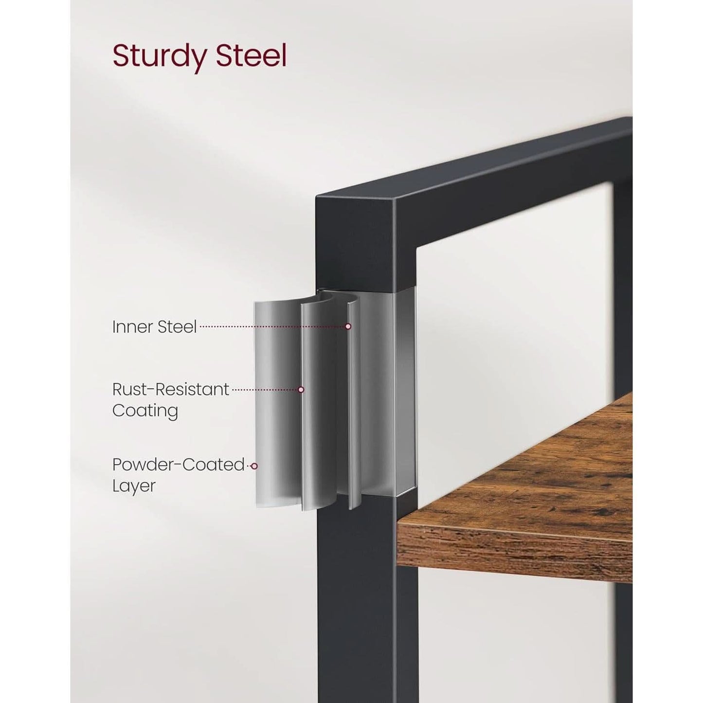 Industrial 65 Inch High Bookshelf With Steel Frame