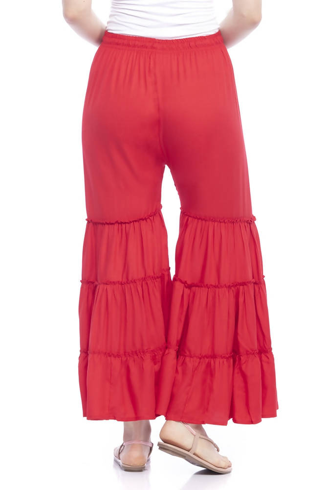 Mominos Fashion Reyon Cotton Red Palazzo