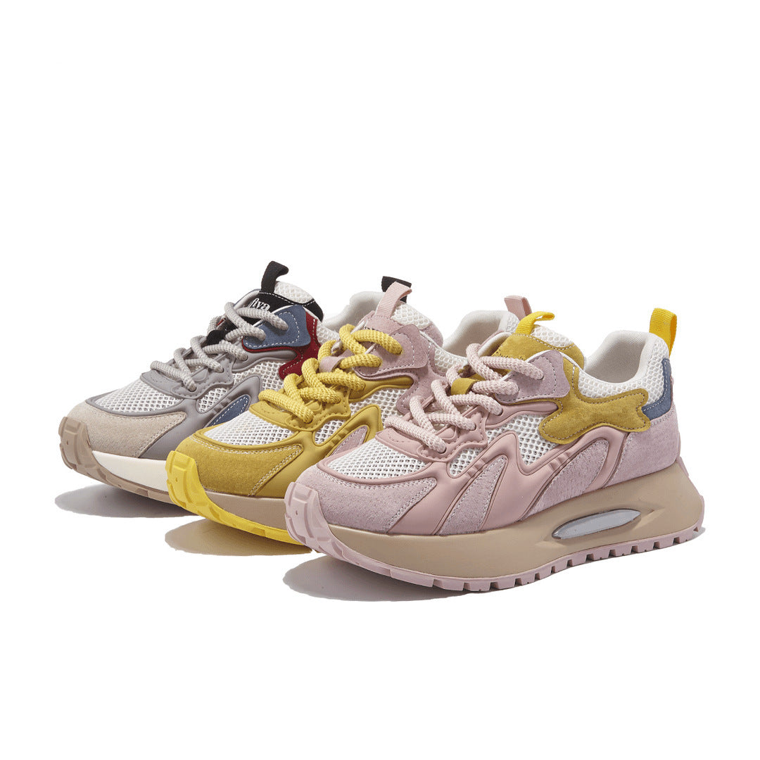 Luxury Sneakers Women Thick Bottom Round Toe Breathing Chunky Platform Sneakers