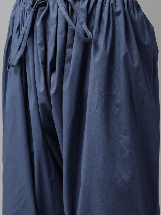 Fabmade Navy Blue Pathani Suit