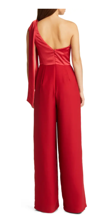 Amsale One Shoulder Navy Jumpsuit, Size 10