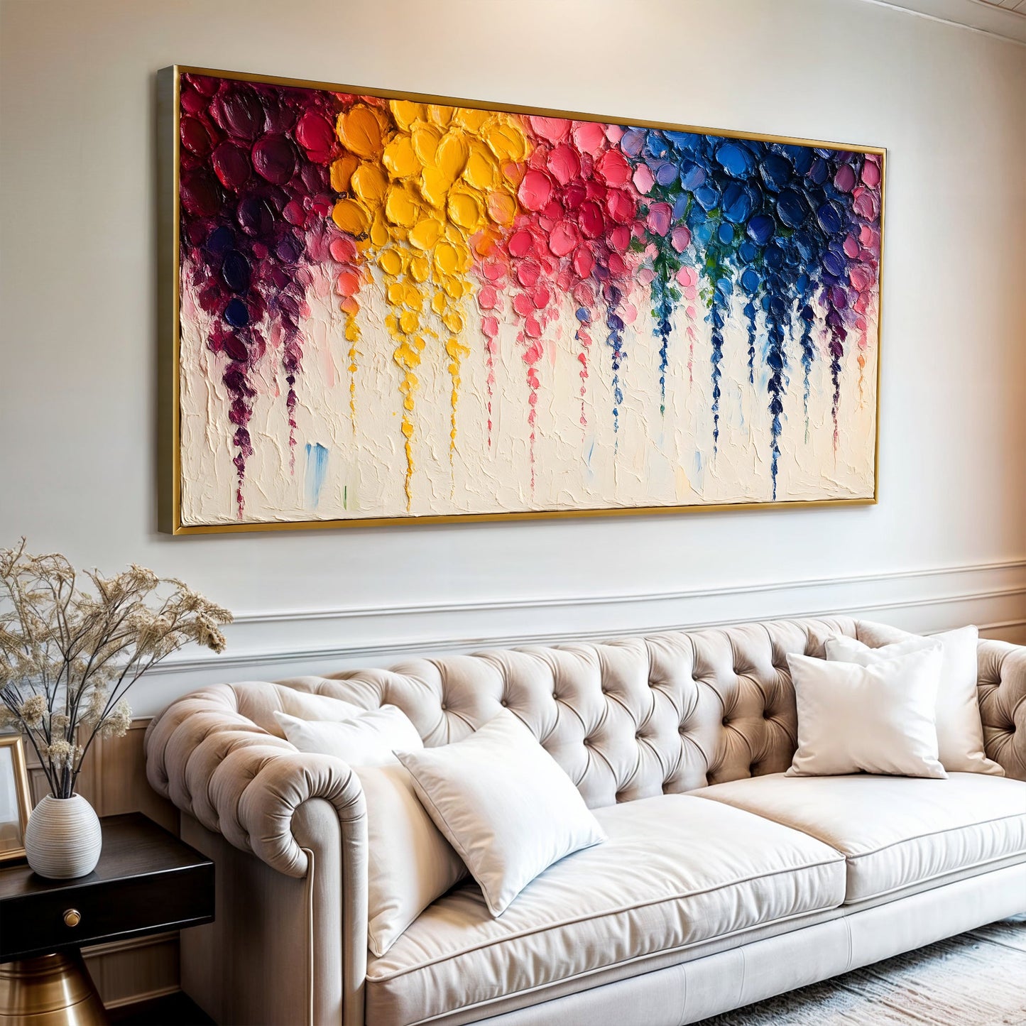 Rainbow Cascade Impasto Wall Art