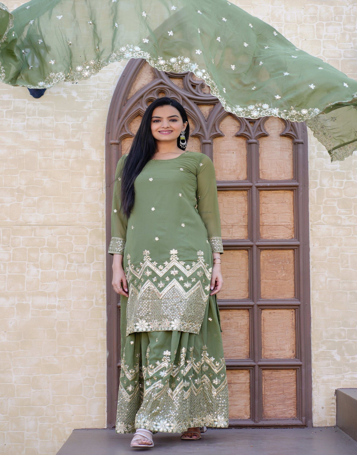 Yash Enterprise Latest Georgette Embroidery Pista Readymade Salwar Suit