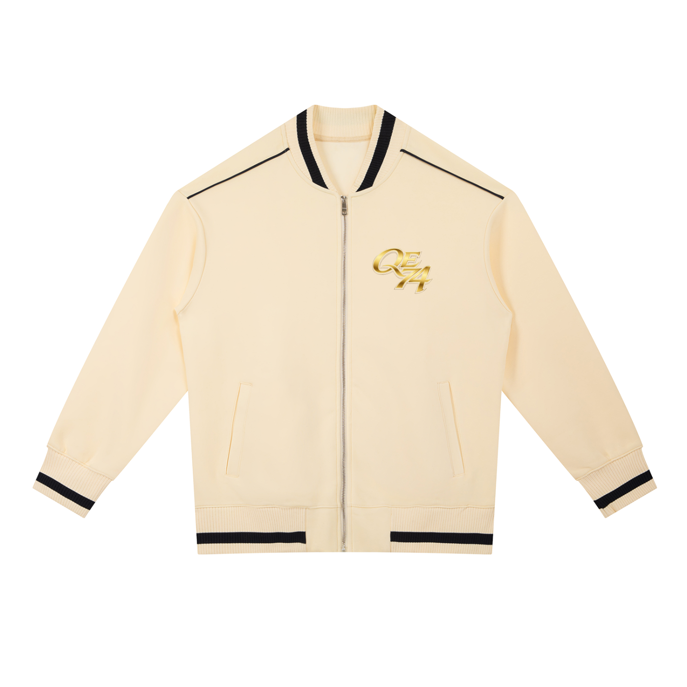 QE 74 Contrast Piping Zip Bomber Jacket