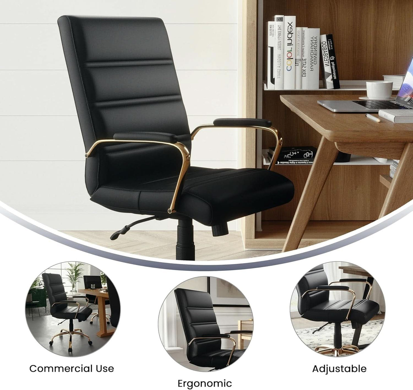LeatherSoft Mid-Back Office Chair With Adjustable Height