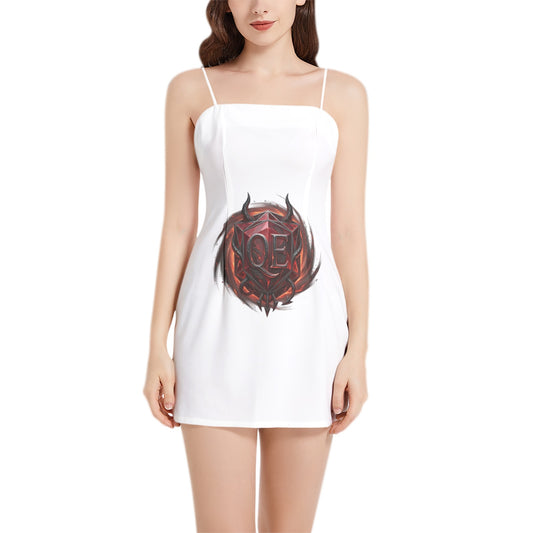 QE Diablo Women Sleeveless Square Neckline Spaghetti Strap Mini Dress