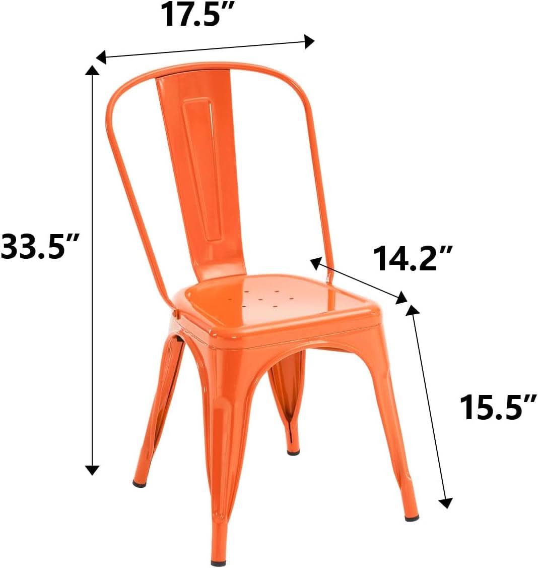 Tolix Style Metal Dining Chair 18 Inch Stackable Outdoor