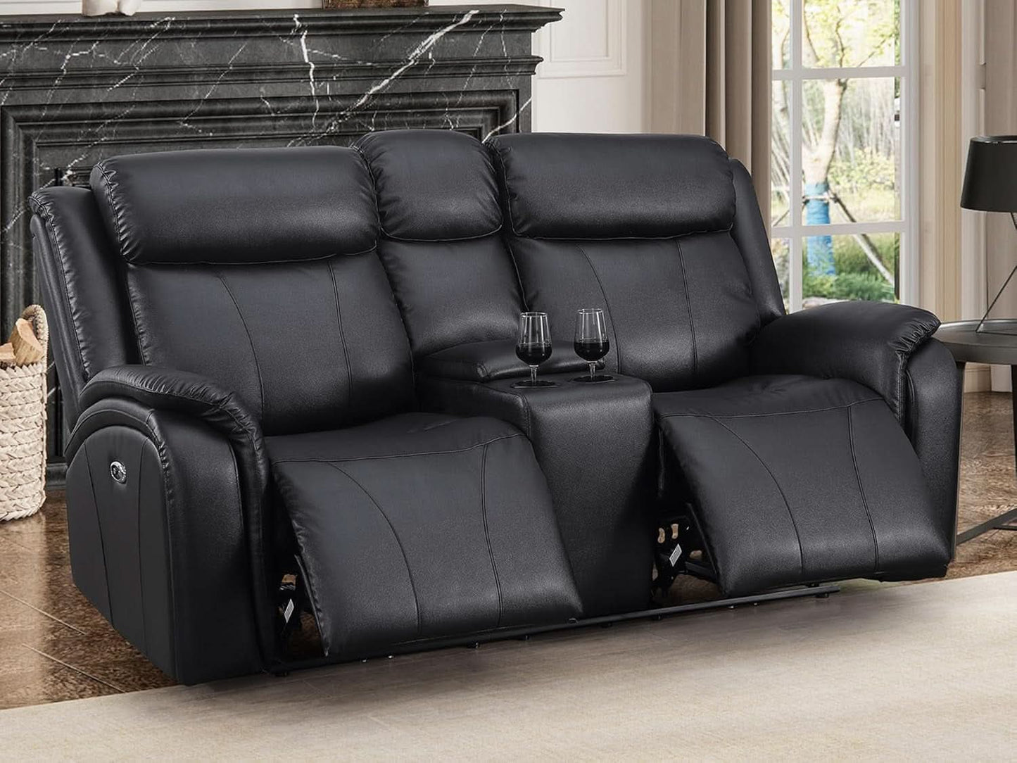 Power Recliner Sofa Set 3 Piece With Storage Black