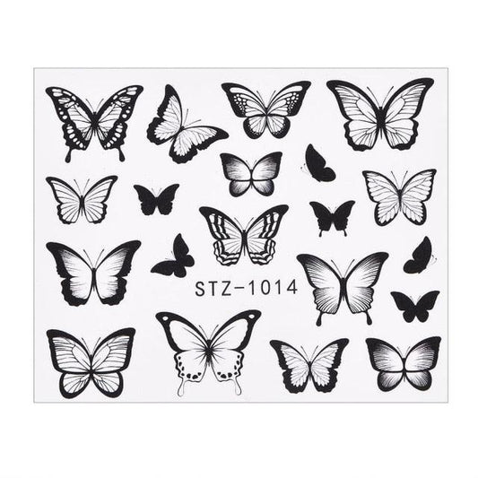 3D Watercolor Butterflies Sliders Nail Art Water Transfer Decal Sticker Blue Valentine Day Nail Decoration Tattoo Manicure Transfer Nail Decals Flowers Butterfly Designs Nails Supply DIY Manicure Tips Design Nail Decoration