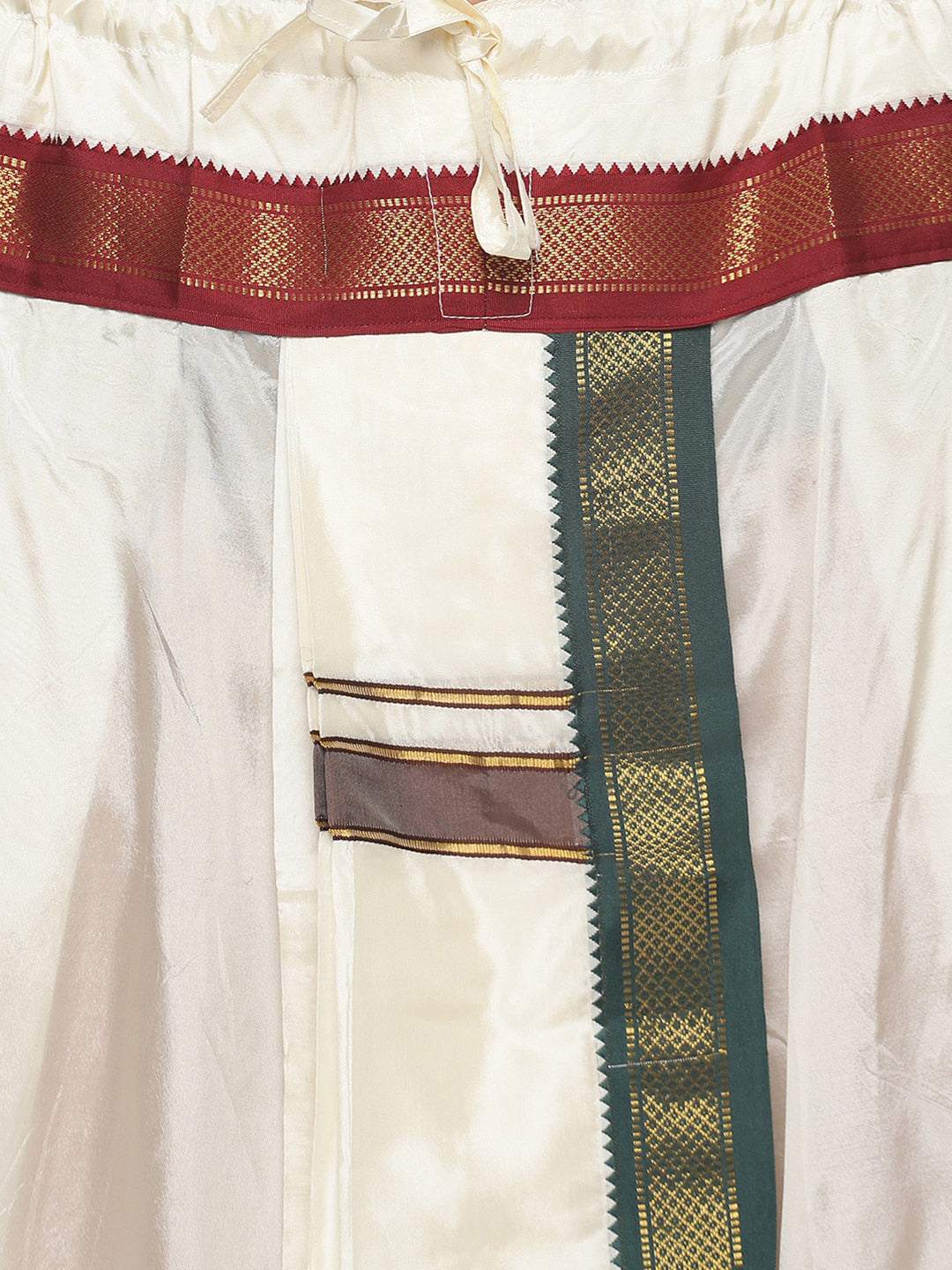 Sethukrishna Men Cream Solid Art Silk Dhotis