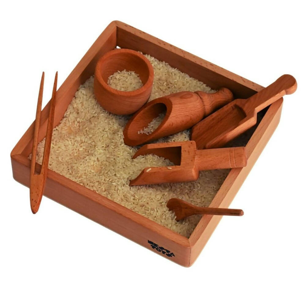 Nesta Toys Sensory Wooden Toy Set with Montessori Tray - Beech Wood