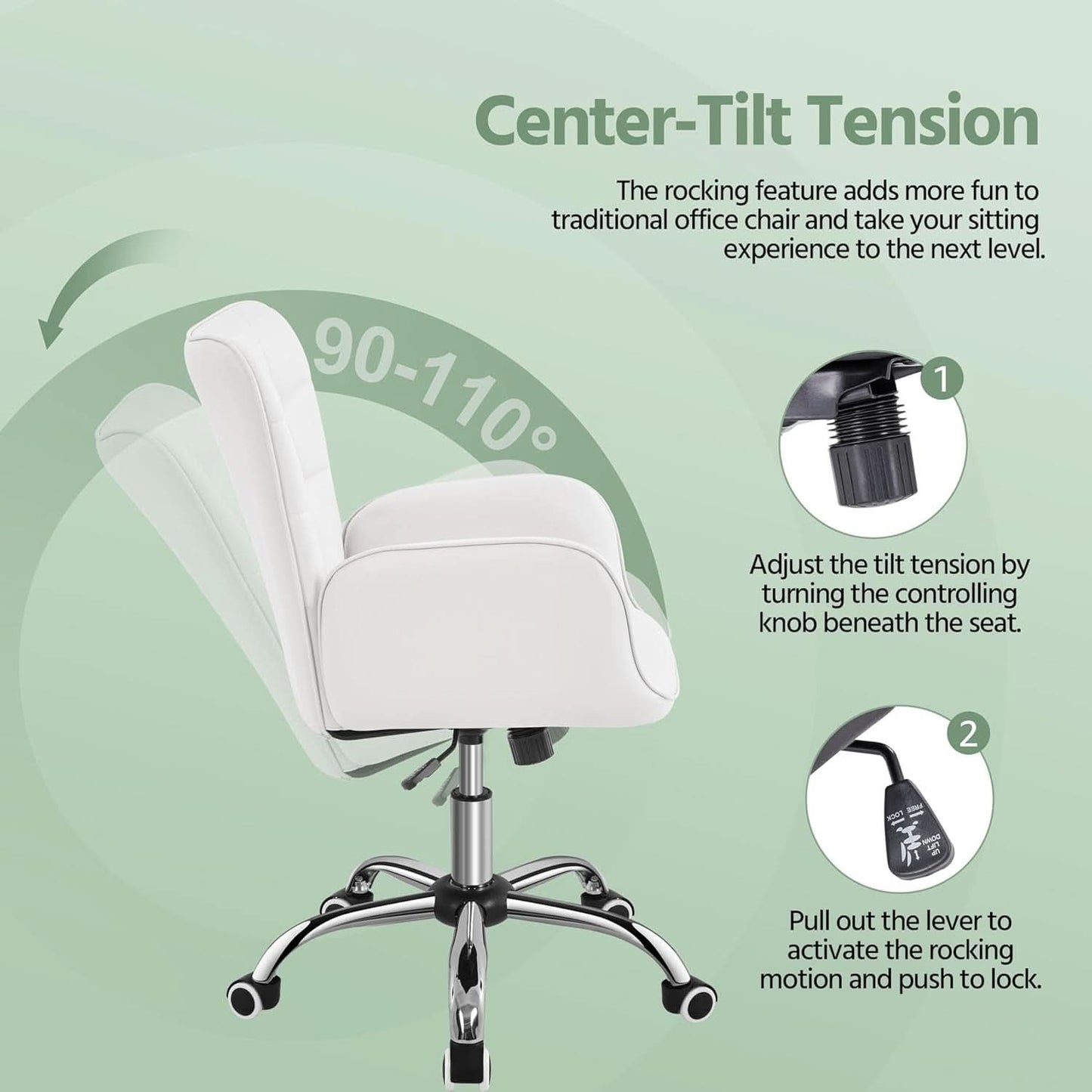 Ergonomic Faux Leather Office Chair White Adjustable