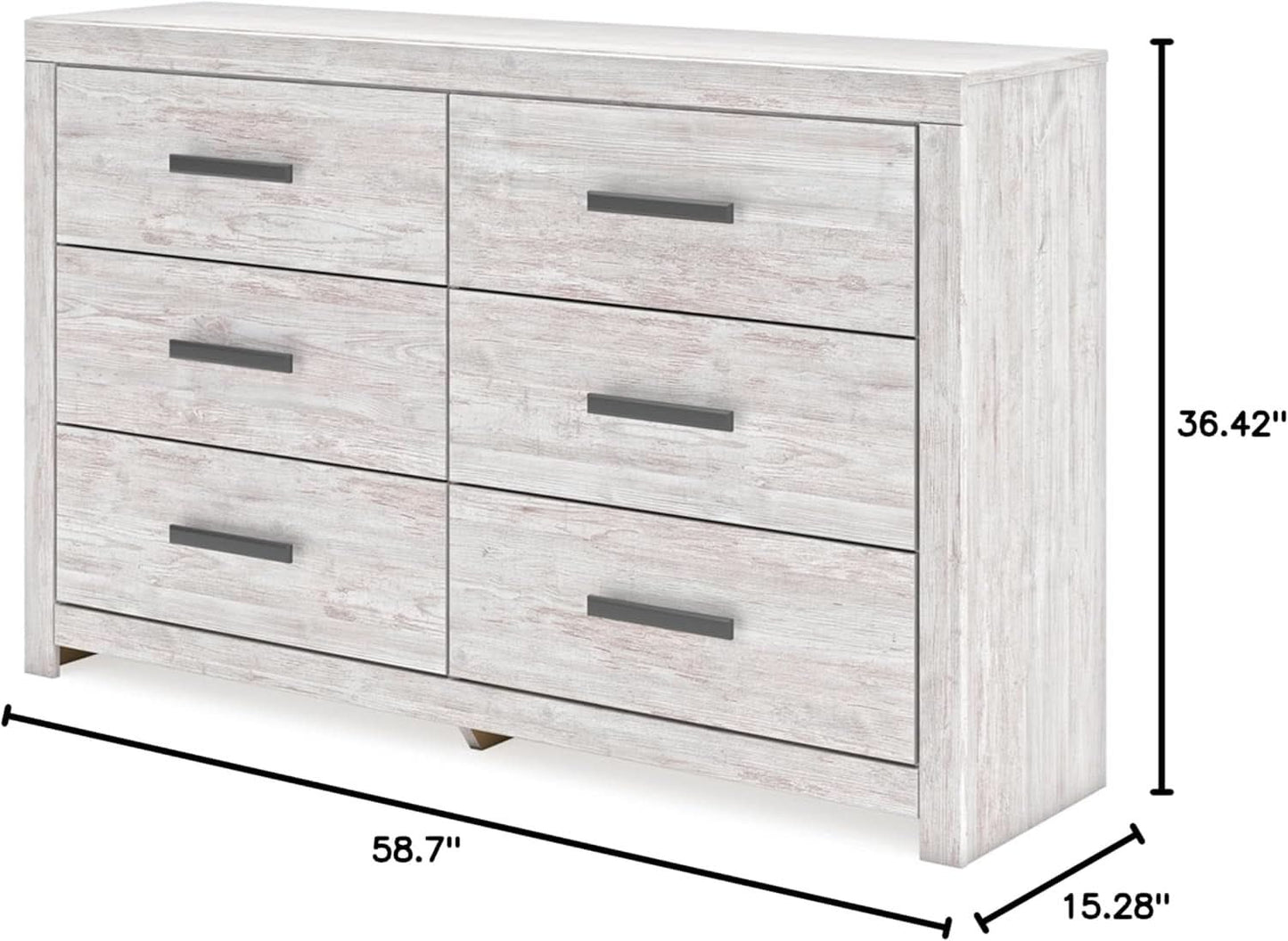 Cayboni Vintage 6 Drawer Dresser With Safety Stop White