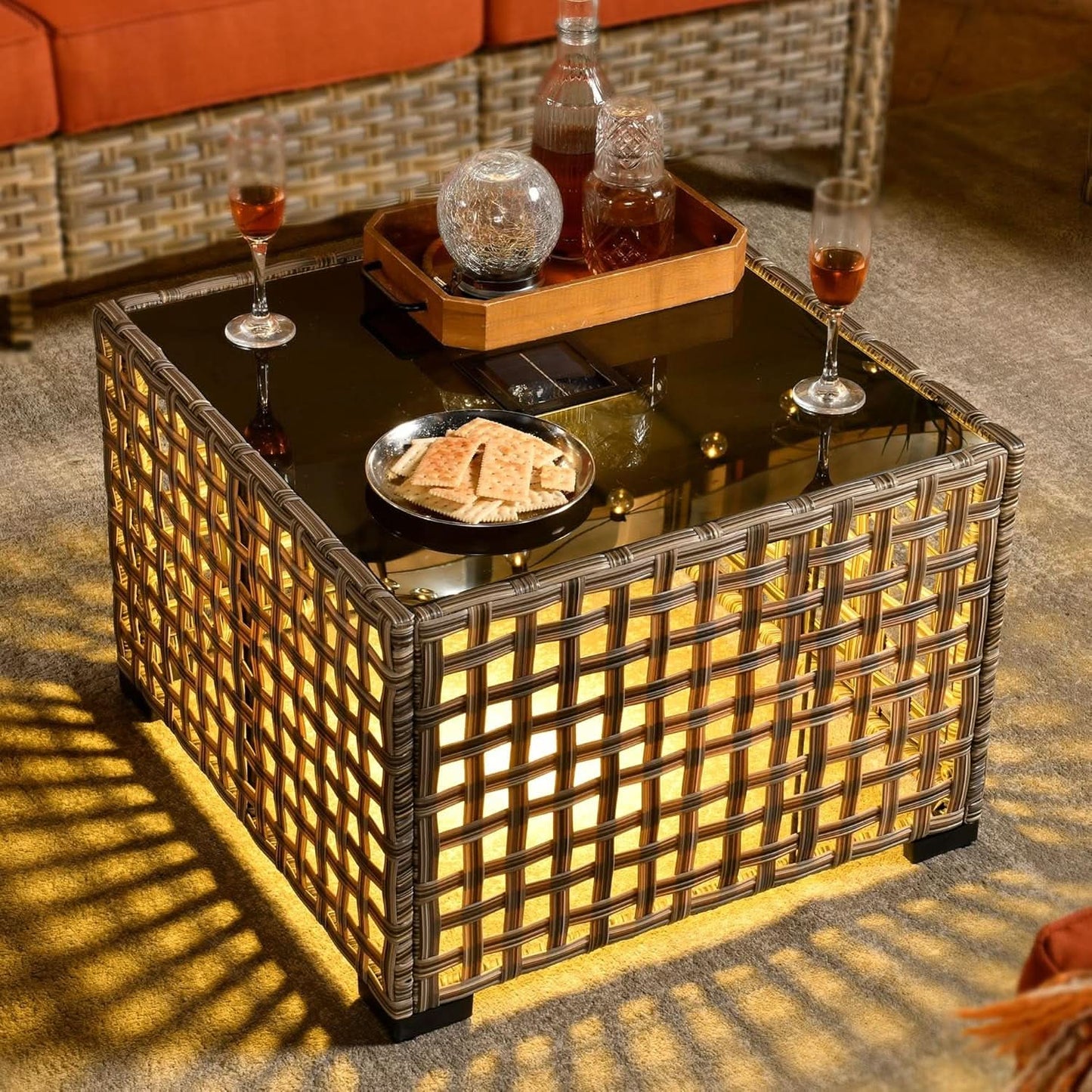 Six Piece Rattan Wicker Outdoor Sectional Sofa Set