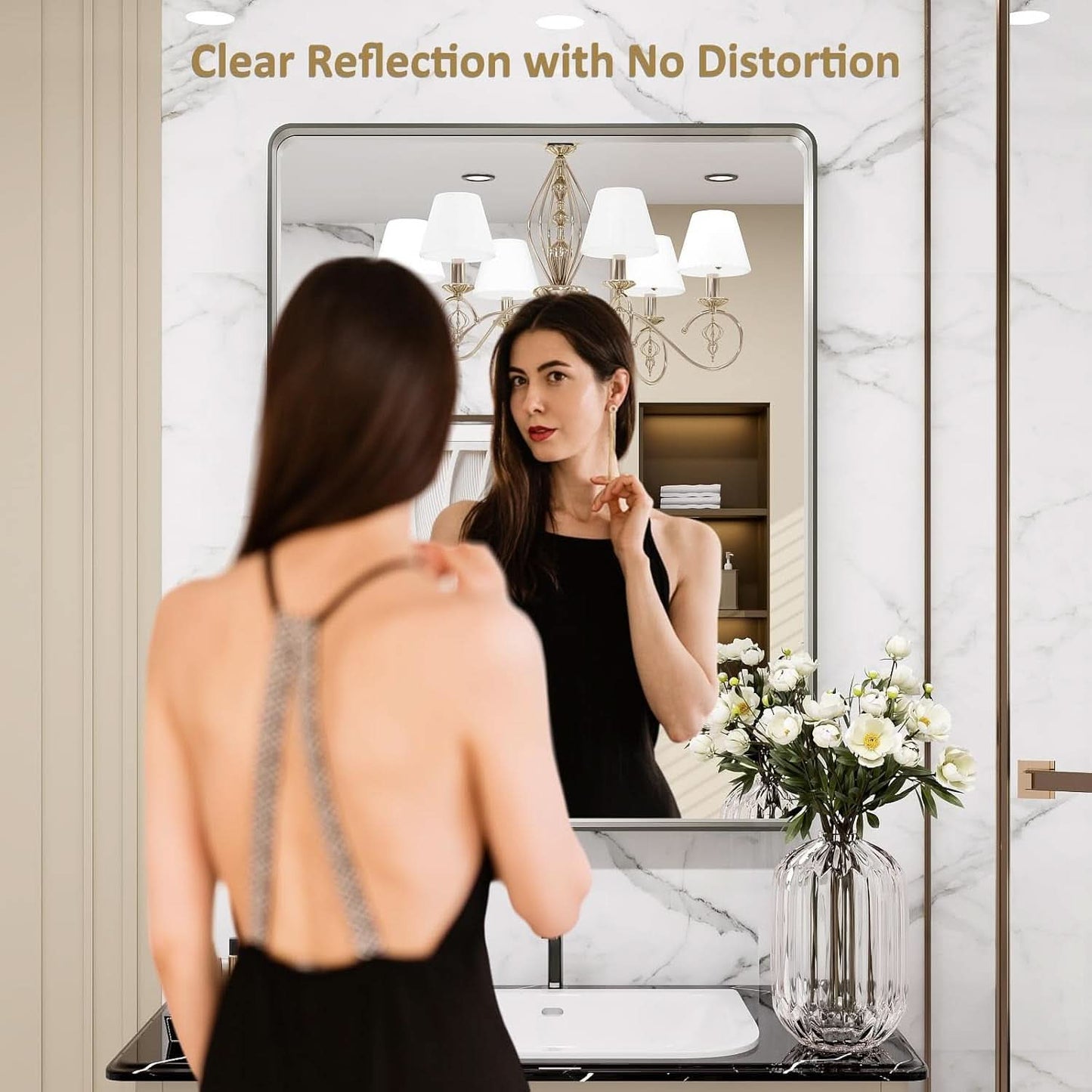 22x30 Inch Brushed Nickel Bathroom Mirror Anti Rust