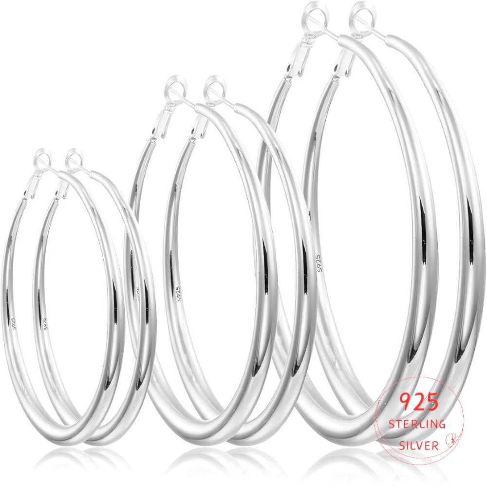 925 Sterling Silver 50mm Hoop Earrings
