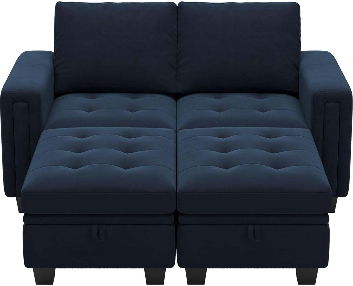 Velvet Modular Sectional Sofa With Storage Sleeper Blue