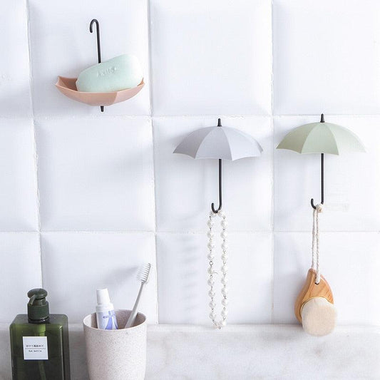 3Pcs/set Creative Umbrella Shape Hook Colorful Key Hanger Holder home Bedroom Wall decoration Accessories Wall Hanging Hooks Key Hangers Holder Towel Rack Multifunctional Hooks for Living Room Bedroom