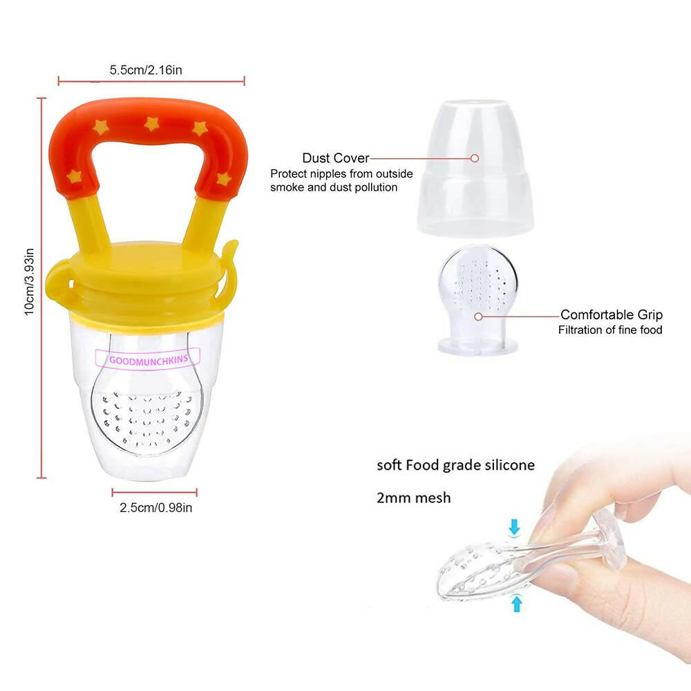 Goodmunchkins Silicone Spoon Food Feeder & Fruit Feeder for Toddlers Food Grade Silicone Bottle 90ml-Yellow