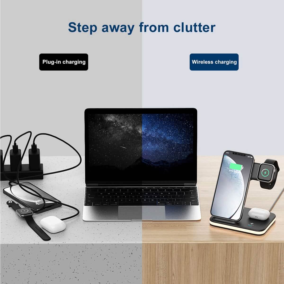 4-in-1 Wireless Charging Stand with Night Light