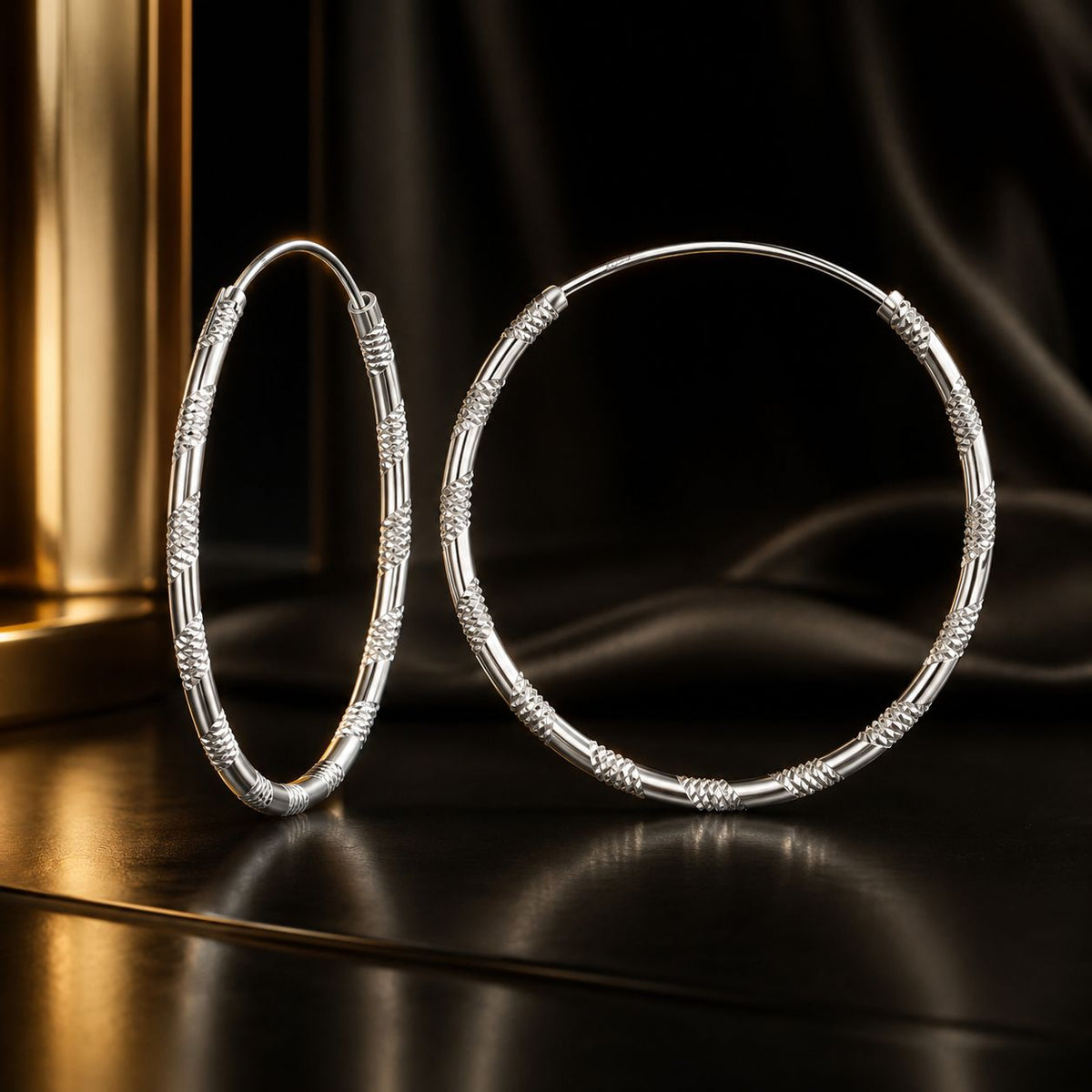 925 Sterling Silver Plated White Gold Earrings 3.0cm for Women