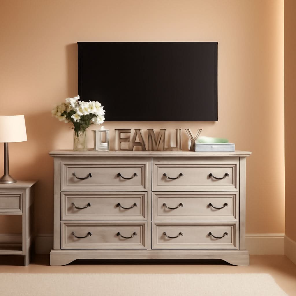 Farmhouse 54 Inch Rustic Dresser With Wood Texture